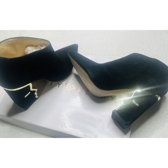 SZ 6 Katy Perry Heels "The Gypsy Black" Gold Toned on High Heels - Picture 1 of 3